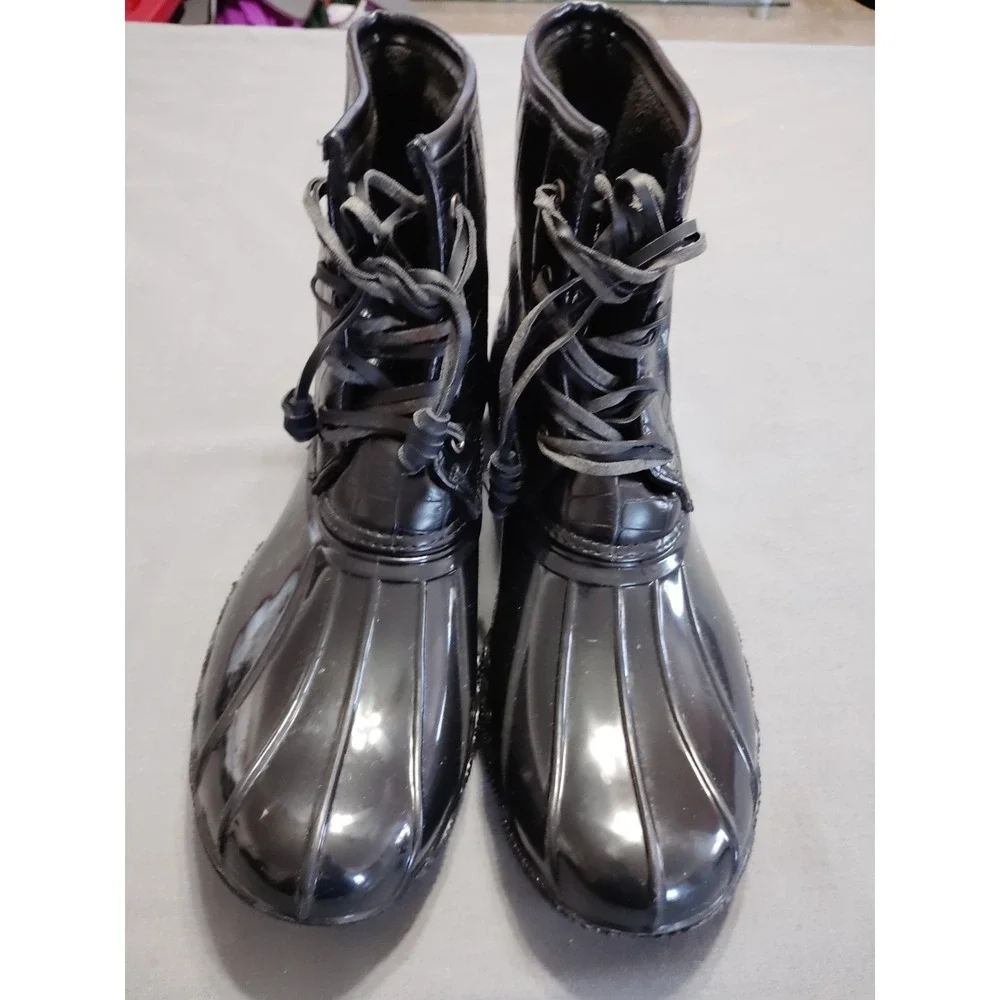 Seven7 Boots Goose Wool Rubber Duck Ankle Booties Fleece Lined Women Black‎ 9